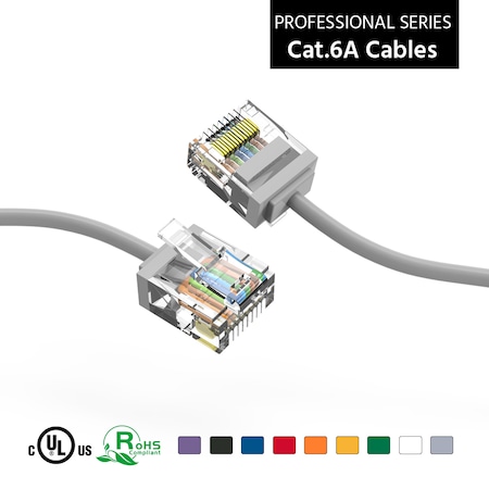 CAT6A UTP Super-Slim Ethernet Network Cable 32AWG- 3ft- Gray